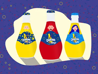 Orangina glass bottles flat illustration