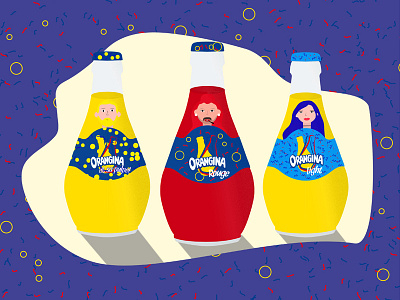 Orangina glass bottles flat illustration