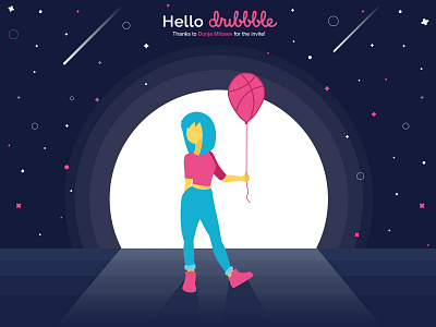 Hello Dribbble dribbble first shot girl hello dribbble illustration shot