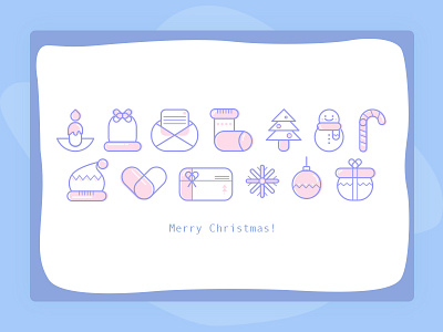 Merry Christmas! blue christmas gift graphic icon illustration lineicon merrychristmas noel pink rubynguyenart