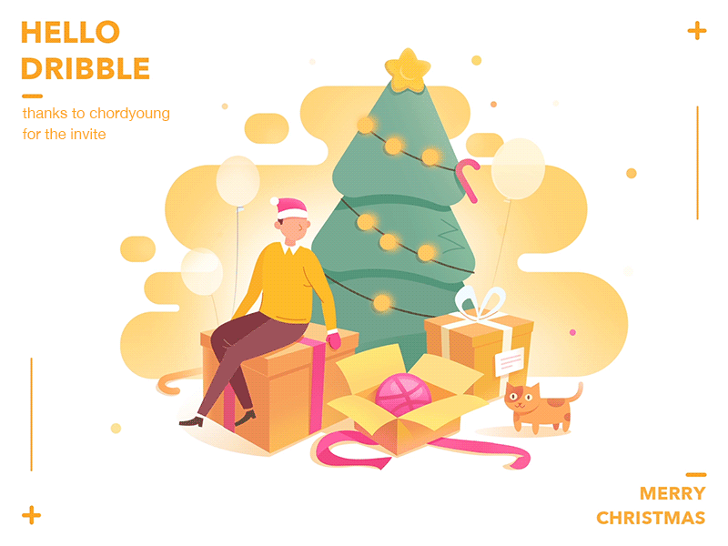 hello dribbble christmas debut festival gift light warm