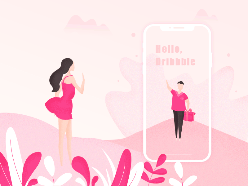 Hello, Dribbble! dribbble expect fine flower gift invite love man scene woman
