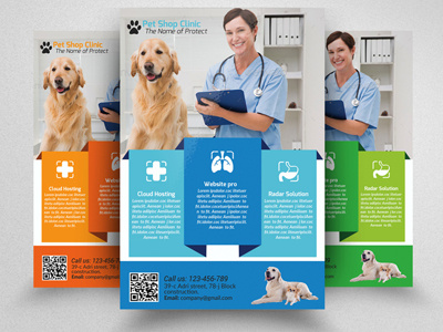 Pets Clinic & Care Centre Flyer Template a4 ad advertise advertising agency blue business flyer clean company