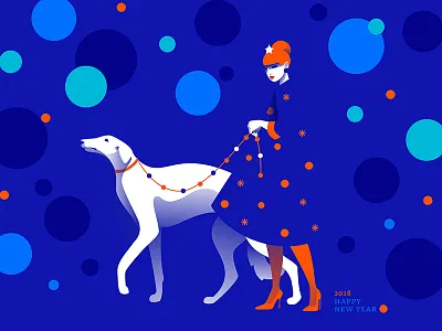 Happy Holidays! 2018 blue dog girl holidays new orange winter year