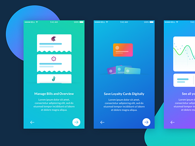 Onboarding Screens app colors gradients onboarding ui ui design uiux ux