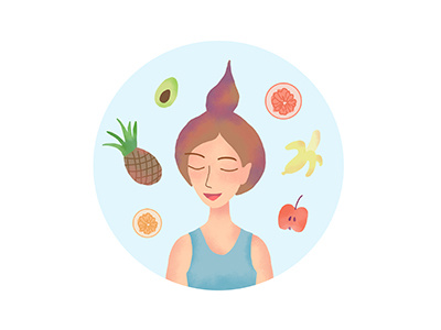 Healthy food - healthy life character food girl icon illustration life