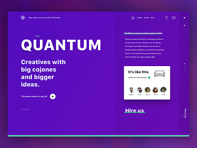 Quantum agency design flat landing minimal modern purple typography ui ux web website