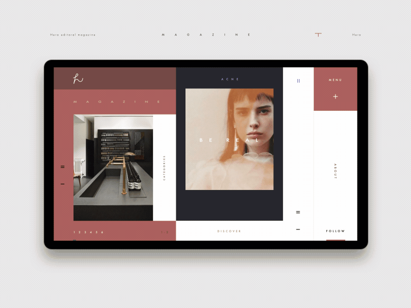 Hero Magazine Home Page Concept Animation anim clean concept editorial fashion homepage inspiration magazine minimalistic motion ui ux