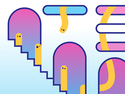 Interdimensional Worms design flat flat design gradient illustration