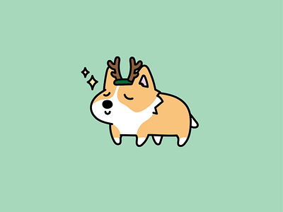 Corgi Christmas #1 christmas corgi cute dog illustration reindeer