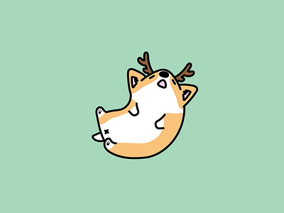 Corgi Christmas #2 christmas corgi cute dog illustration reindeer