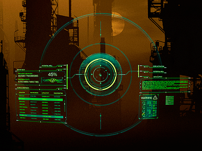 GNOSIS (Drone HUD) cyberpunk fictinal interface fui hud marvel scifi