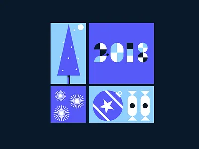 New Year 2018 candy christmas flat holiday illustration new year snow tree