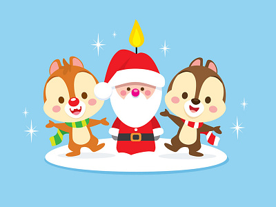 Chip and Dale chip and dale christmas disney holiday jerrod maruyama jmaruyama santa claus
