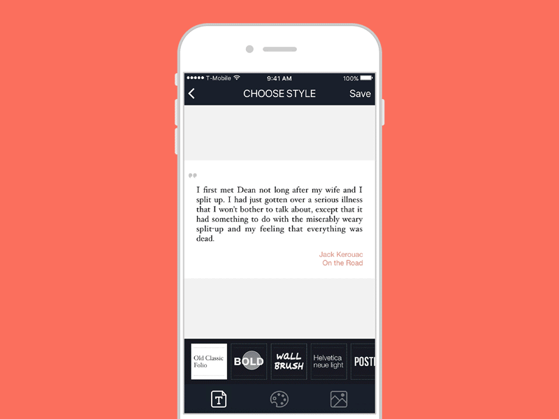 Quote Style Editor brush card color editor font ios iphone poster quote style text