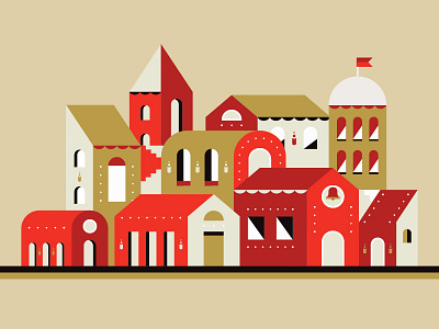 Christmas Village christmas village digital illustration flat design holiday town village