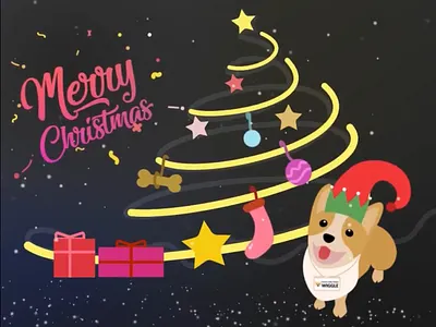 Merry Christmas card christmas christmas tree corgi design holiday illustration merry christmas snow