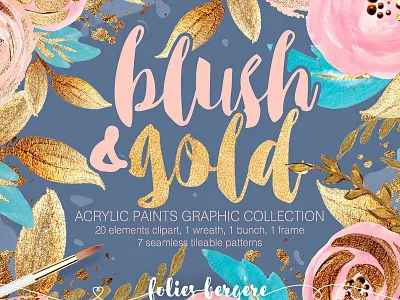 Blush & Gold Graphic Collection acrylic blush blush graphic gold gold glitter gold graphic gold graphic collection handpainted peach gold watercolor watercolor clipart watercolor illustration