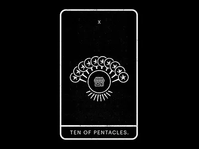 Ten of Pentacles. acquisition black market material goods minimal pentacles tarot ten white