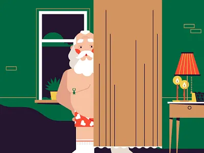 Hiding Santa christmas flat illustration pornhub santa simple stolz xmas