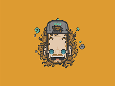 Icons 2.0: Crazy hair dude backwards cap character design crazy hair curly flat design hair icon set kam kameron sawyer skateboarder stickers texture