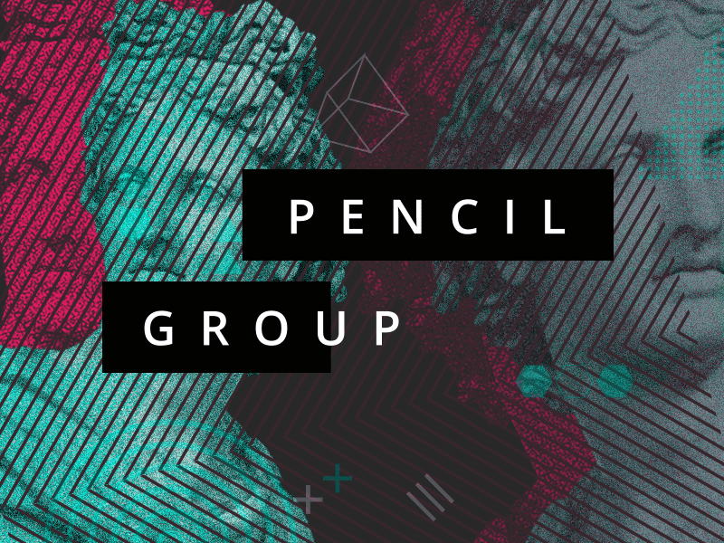 Pencilgr Banner For Dribbble Test acid animation blue brightly changing geometry gif memphis pink purple sculpture shot