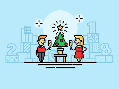 Happy New 2018 Year 2018 christmas icon illustration new year