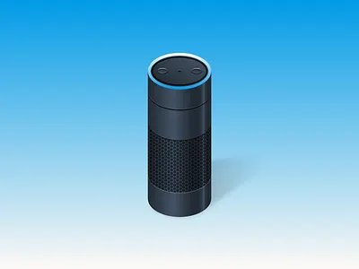 Echo... echo... echo... alexa amazon assistant command echo gradient her illustration isometric recognition vector voice