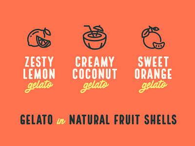 Gelato Icons coconut gelato ice cream lemon orange pastel salmon script tropical