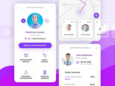 Booking Appointments appointment assistants booking card comments doctor health modal profile review schedule