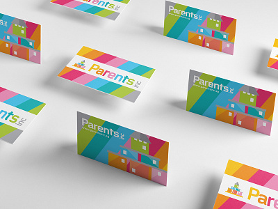 Parents Inc Branding Design brand branding businesscard castle colorful father inc logo mother parent parents rainbow