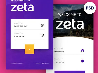 Freebie PSD: Login UI Concept app concept download free freebie ios login psd ui zeta
