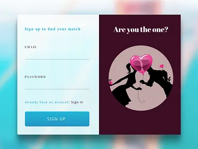 Login Design clean dating interface minimal signup sketch ui web design