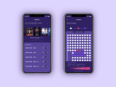 Movie selection interface app interface concept design gradient interface movie purple ui