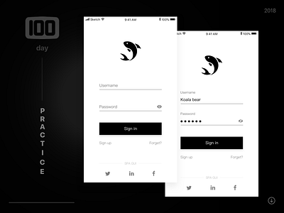 Sign In black in log shads ui ux white