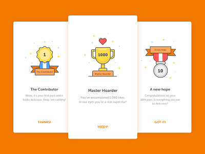 Achievement illustrations achievements badges foodie illustration ui