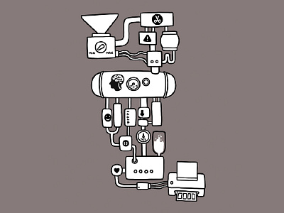 creative proces black and white drawing machine