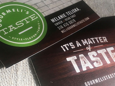 Gourmet's Taste Business Cards branding business card food truck logo taste wood