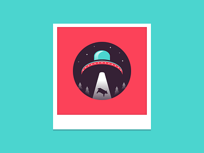 51/52 – Beam Me Up badge cow dangerdom design dominic flask flat halp! illustration space ufo vector weird