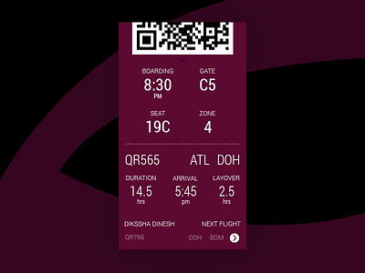 Daily UI #024: Boarding Pass boardingpass dailyui qrcode ticket