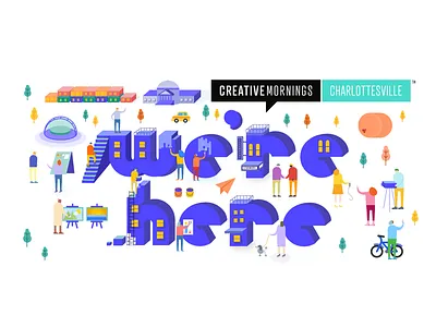 We're Here! charlottesville city community creatives cute human illustration people typography