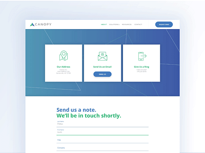Canopy Contact Page branding canopy contact page ecommerce homepage web design website
