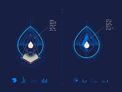 Droplet Comparison geometry glow graphs illustration stats texture