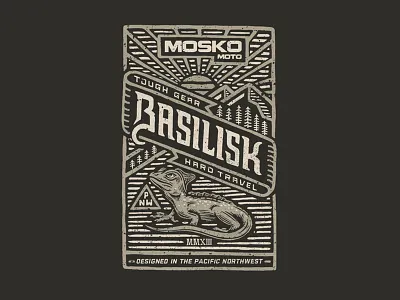 Basilisk Jacket Label adventure apparel dual sport illustration lizard moto