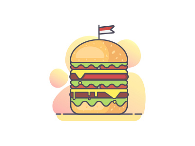 Burger Illustration burger design fastfood flat food icon illustration minimalist outline style ui ux