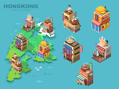 tour of Germany -HongKong food hongkong illustration map