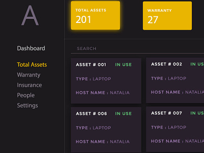 Asset Management admin asset dark dashboard design desktop laptop management mobile ui ux web