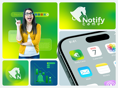 Notify Came Branding – Modern Identity for a Digital Brand brand identity brand system branding branding concept clean design creative logo digital branding flat design green identity design logo design logo mark logotype minimal logo modern logo professional logo sleek logo startup branding symbol design tech logo