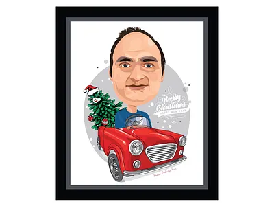 Portrait illustration xmas card. design gift illustration portrait vector xmas