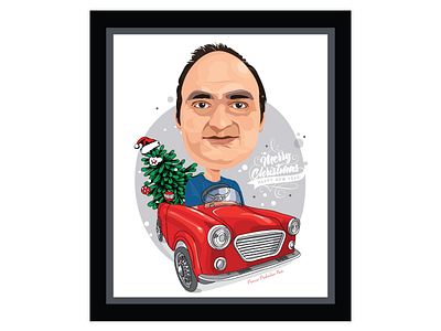 Portrait illustration xmas card. design gift illustration portrait vector xmas